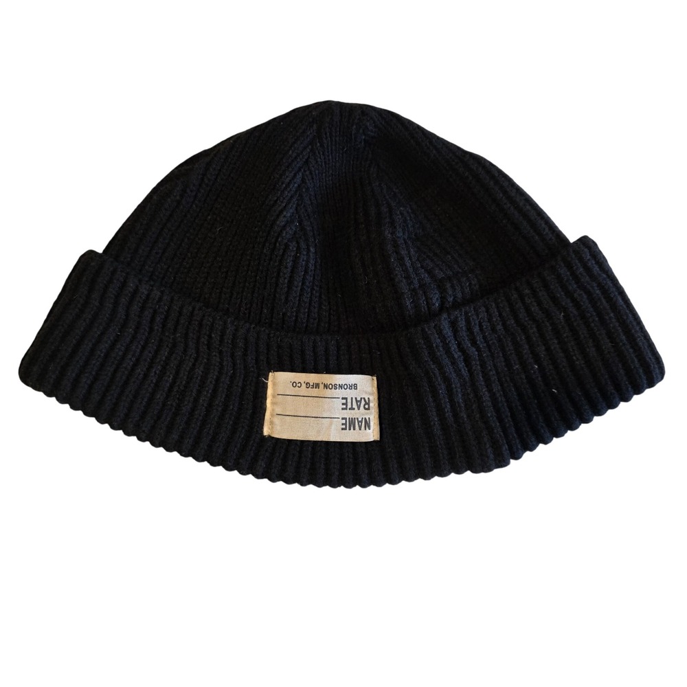 Bronson USN Watch Cap Wool Knit Beanie Black WWII Military Repro Fisherman
